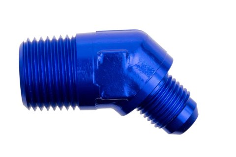 Redhorse Performance 823 Series 45 Degree AN to NPT Adapter Fittings 823-04-04-1 Fitting, Adapter, NPT, Degree, Aluminum, Blue Anodized, -4 AN, 1/4 in. NPT, Each