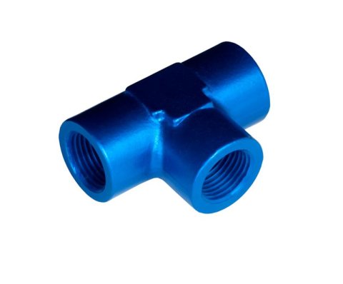 Redhorse Performance 917 Series Tee Adapter Fittings 917-02-1 Fittings, Fittings, Aluminum, Blue, 1/8 in. NPT Female NPT Ends, Each