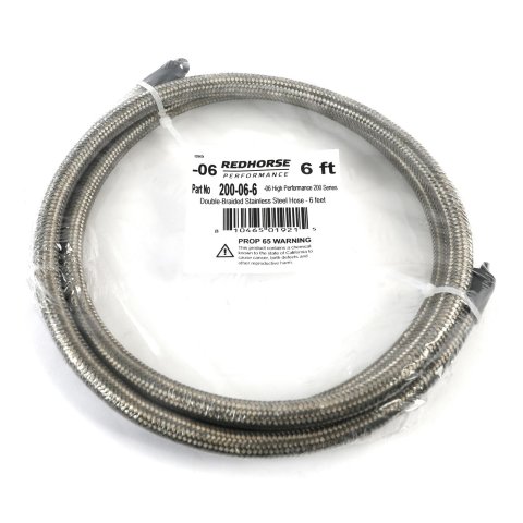 Redhorse Performance 200 Series Standard Stainless Steel Hose -6 AN 6 ft. 200-06-6 Hose, Series, Braided Steel, AN, Length, Each