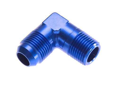 Redhorse Performance 822 Series 90 Degree AN to NPT Adapter Fittings 822-08-06-1 Fitting, Adapter, NPT, Degree, Aluminum, Blue Anodized, -8 AN, 3/8 in. NPT, Each