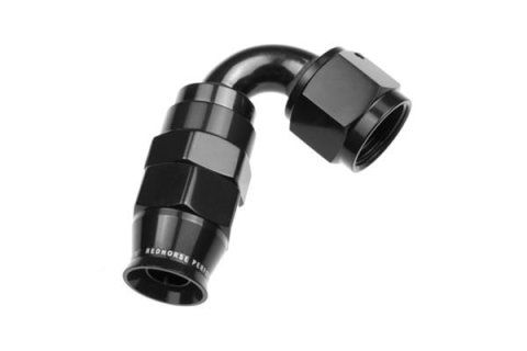 Redhorse Performance 1200 Series Reuseable PTFE Hose Ends 1220-12-2 Ends, Series, Reuseable, PTFE, -12 AN Female Threads, Reusable Swivel, 120 Degree, -12 AN Hose, Aluminum, Black Anodized, Each