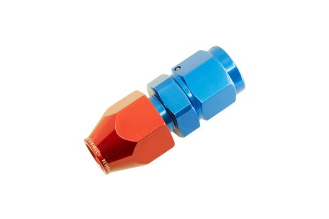 Redhorse Performance 3000 Series AN Tube Adapter Fittings 3000-06-06-1 Fitting, Adapter, to Tubing, Straight, Aluminum, Red/Blue Anodized, -6 AN, 3/8 in., Swivel, Each