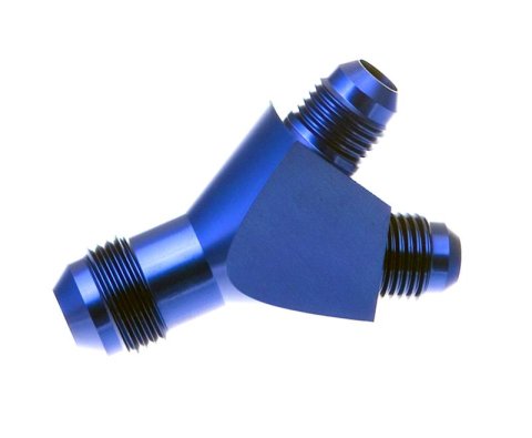 Redhorse Performance 930 Series Y-Blocks 930-08-08-1 Fuel Block, Y-Type, Aluminum, Blue Anodized, Male -8 AN Inlet, Male -8 AN Outlets, Each