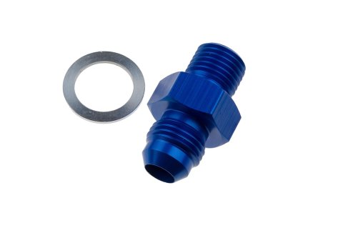 Redhorse Performance 8248 Series Tee Adapter Fittings 8262-06-02-1 Transmission Line Adapter, Aluminum, Blue Anodized, Male -6 AN, to Male 1/8 in. NPS, Pair