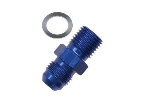 Redhorse Performance 8161 Series AN to Metric Adapter Fittings 8161-08-18-1 Fitting, Adapter, Threads, Straight, Aluminum, Blue Anodized, -8 AN, M18 x 1.5, Each