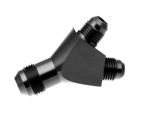 Redhorse Performance 930 Series Y-Blocks 930-12-10-2 Fuel Block, Y-Type, Aluminum, Black Anodized, Male -12 AN Inlet, Male -10 AN Outlets, Each