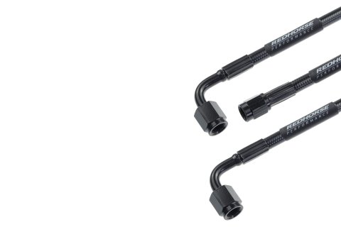 Redhorse Performance 3392 Series Universal Brake Hoses 3392-03-18 Line, Universal, Series, Braided Stainless Steel, Black, 18 in. Length, -3 AN Female, -3 AN Female 90 Degree, Each