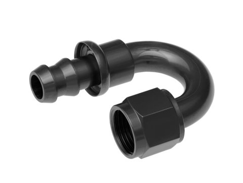 Redhorse Performance 2000 Series Push-Lock Hose Ends 2180-06-2 Ends, Series, Push Lock, -6 AN Female Threads, Socketless barb, 180 degree, -6 AN Hose, Aluminum, Black Anodized, Each