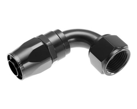 Redhorse Performance 1000 Series Swivel Seal Hose Ends 1090-04-2 Ends, Series, Seal, -4 AN Female Threads, Reusable swivel, 90 degree, -4 AN Hose, Aluminum, Black Anodized, Each