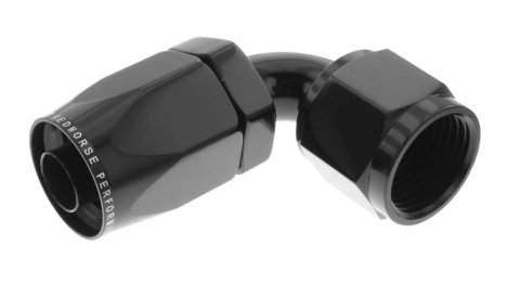 Redhorse Performance 6000 Series Non-Swivel Seal Hose Ends 6090-12-2 Ends, Series, Seal, -12 AN Female Threads, Reusable non-swivel, 90 degree, -12 AN Hose, Aluminum, Black Anodized, Each