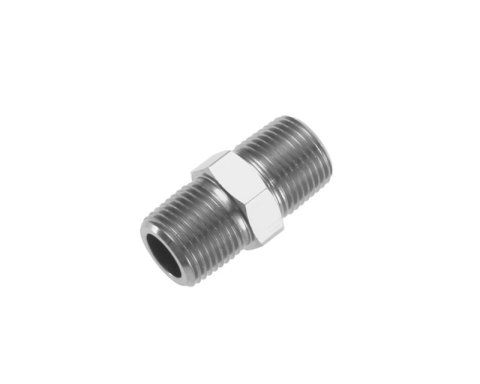 Redhorse Performance 911 Series NPT Male Nipple Fittings 911-06-5 Fitting, Coupler, to NPT, Straight, Aluminum, Clear Anodized, 3/8 in. NPT, 3/8 in. NPT, Each
