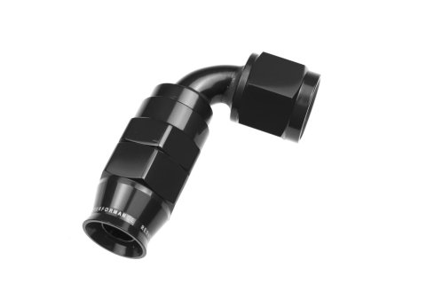 Redhorse Performance 1200 Series Reuseable PTFE Hose Ends 1290-04-2 Ends, Series, Reuseable, PTFE, -4 AN Female Threads, Reusable swivel, 90 degree, -4 AN Hose, Aluminum, Black Anodized, Each
