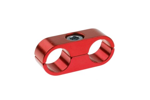 Redhorse Performance 730 Series AN Hose Separators 730-08-10-3 and Line Mounting Clamps, Separators, 2 Capacity, Aluminum, Red Anodized, for -8 and -10 Braided Hose, Each
