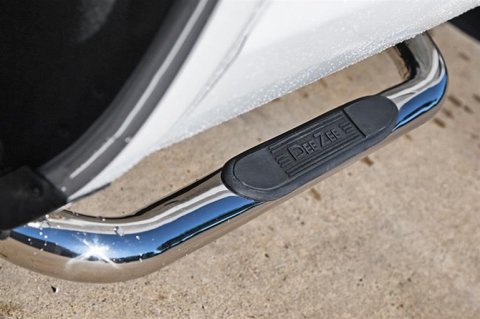 Dee Zee Stainless Steel Round Side Step Bars DZ373523 Bars, Nerf Bars, Round, Steel, Polished, 3.00 in. Diameter, Chevrolet, GMC, Extended Cab, Pair