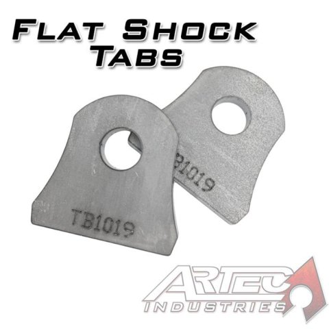 Artec Industries Shock Mount Tabs TB1019 Mounts, Tabs, Rear Lower, Flat Design, Steel, Natural, 0.500 in. Hole, 1.125 in. Length, Pair