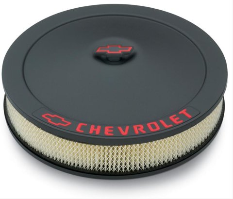 Proform GM Licensed Chevrolet Air Cleaner Kits 141-752 Filter Assembly, 14 in. Diameter, Round, Steel, Black Wrinkle, Chevy Logo, 3 in. Filter Height, Drop Base, Each