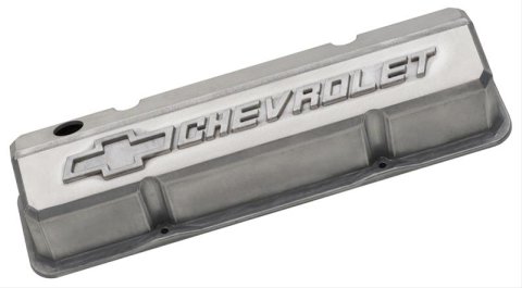 Proform GM Licensed Slant Edge Valve Covers 141-939 Covers, Slant-Edge, Tall, Perimeter Bolt Mounting Style, Chevrolet Logo, Chevy, Small Block, Pair