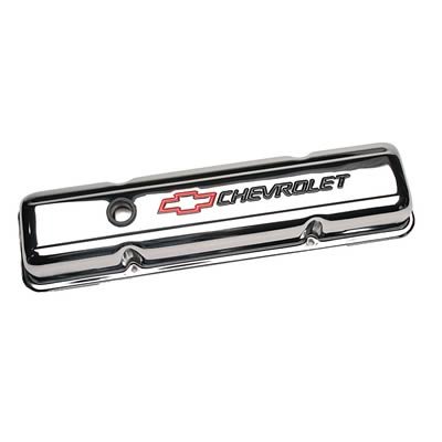 Proform Stamped Steel Chevrolet Valve Covers 141-899 Covers, Steel, Chrome, Logo, Chevy, Small Block, Pair