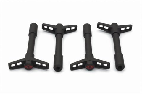 Proform Valve Cover Fasteners for Chevrolet 141-756 Wing Nuts, Black Crinkle, Bowtie Emblem On Top, 1/4 in.-20, 4.25 in. Long, Set of 4