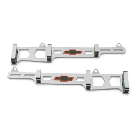 Proform GM Licensed Chevrolet Linear Wire Looms 141-639 Ignition Loom/Separator, Horizontal, Bowtie, Aluminum, Chrome, 7-8mm, Chevy, Big Block, Pair