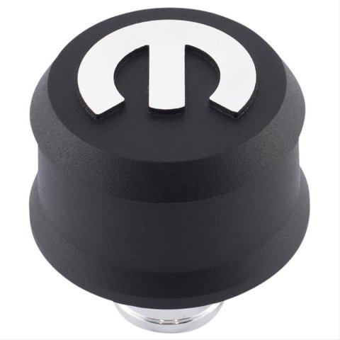 Proform Slant Edge Aluminum Breather Caps 440-440 Breather, Push-in, Aluminum, Black, Mopar Logo, Each