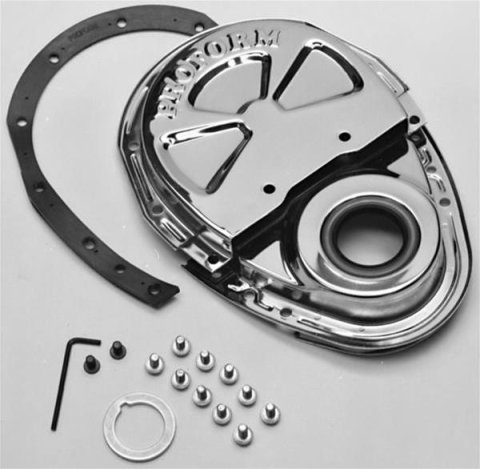 Proform Chrome Steel Timing Chain Covers 66666 Cover, 2-Piece, Steel, Plated, Chevy, Small Block, Kit