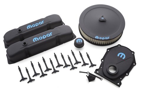 Proform Mopar Licensed Big Block Engine Dress-Up Kits 440-812 Kit, Valve Covers, Valve Cover Wing Nuts, Air Cleaner, Breather, Black Crinkle Powdercoated, MOPAR Logo, Mopar, B/RB, Kit