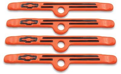 Proform GM Licensed Valve Cover Hold-Down Clamps 141-782 Clamps, Orange Powdercoated, Chevy, Set of 4