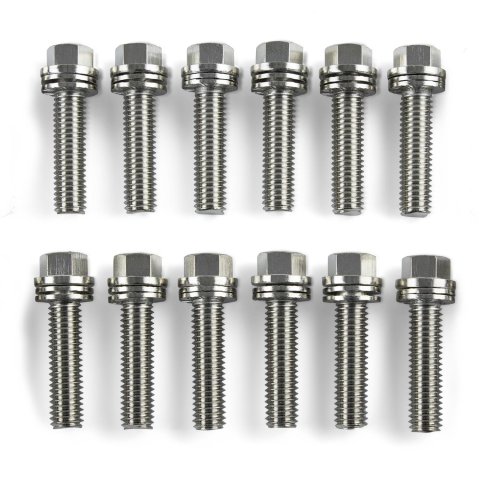 Proform Self-Locking Wedge Header Bolts 66755 Bolts, Hex Head, Steel, Nickel Plated, 8mm x 1.25, Chevy, 5.7, 6.0L, LS1, LS6, Set of 12