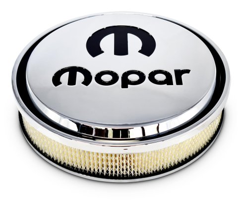 Proform Mopar Licensed Slant-Edge Air Cleaners 440-835 Cleaner, Slant-Edge, Aluminum Top, Chrome, Recessed Black Logo, 14.00 in. Diameter, Dropped 1.00 in., Each
