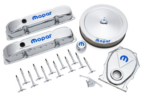 Proform Mopar Licensed Big Block Engine Dress-Up Kits 440-814 Kit, Valve Covers, Valve Cover Wing Nuts, Air Cleaner, Breather, Chrome, MOPAR Logo, Mopar, B/RB, Kit