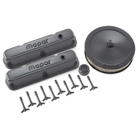 Proform Mopar Engine Dress Up Kits 440-880 Dress-Up Kit, Valve Covers, Valve Cover Wing Nuts, Air Cleaner, Breather, Shark Gray, MOPAR Logo, Small Block Mopar, LA, Kit