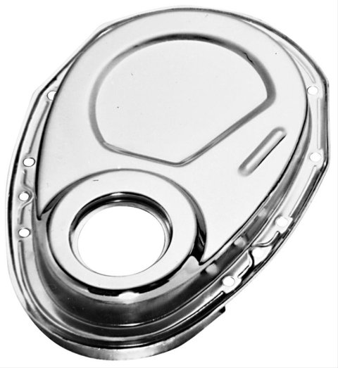 Proform Chrome Steel Timing Chain Covers 66151 Cover, 1-Piece, Steel, Plated, Chevy, Small Block, 10-Bolts, Each