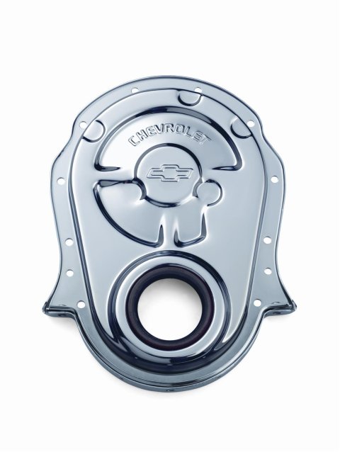 Proform Chevy Bowtie Timing Chain Covers 141-216 Cover, 1-Piece, Steel, Chrome Plated, Chevrolet and Emblems, Chevy, Big Block, Each