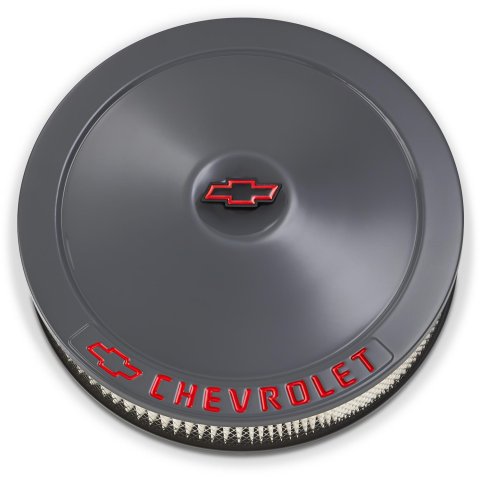 Proform GM Licensed Chevrolet Air Cleaner Kits 141-882 Filter Assembly, 14 in. Diameter, Round, Steel, Shark Gray, Chevy Logo, 3 in. Filter Height, Each