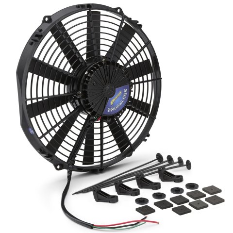 12 Inch 2,100 CFM Proform Brushless Electric Fan 67034 Fans, Fans, Single, Puller, cfm Maximum, Plastic, Black, 15.00 amps, 12.00 in. Diameter, Each