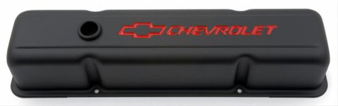 Proform Stamped Steel Chevrolet Valve Covers 141-751 Covers, Tall, Steel, Black Wrinkle, Logo, Chevy, Small Block, Pair