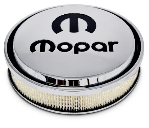 Proform Mopar Licensed Slant-Edge Air Cleaners 440-833 Cleaner, Slant-Edge, Aluminum Top, Polished, Recessed Black Logo, 14.00 in. Diameter, Dropped 1.00 in., Each