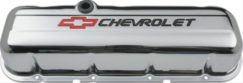 Proform Stamped Steel Chevrolet Valve Covers 141-813 Covers, Tall, Steel, Chrome, Logo, Chevy, Big Block, Pair