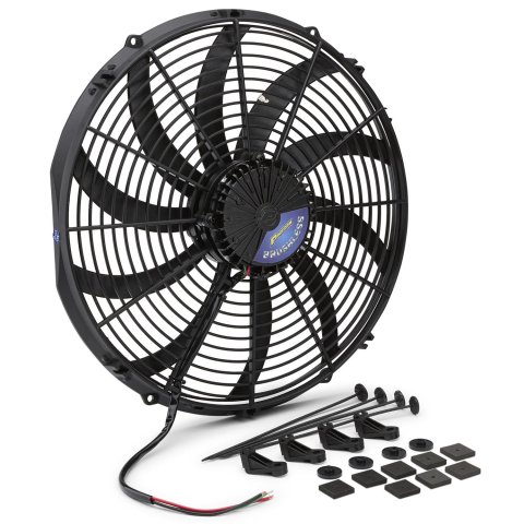 16 Inch 3,300 CFM Proform Brushless Electric Fan 67037 Fan, Electric, Single, Puller Only, cfm Maximum, Plastic, Black, 12 V, 10-15 V Range, 24.3 amps, in. Diameter, use 35 A Fuse, Each
