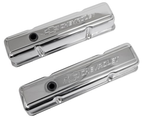 Proform Stamped Steel Chevrolet Valve Covers 141-101 Covers, Tall, Steel, Chrome, Logo, Chevy, Small Block, Pair