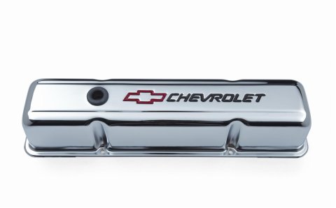 Proform Stamped Steel Chevrolet Valve Covers 141-905 Covers, Tall, Steel, Chrome, Logo, Chevy, Small Block, Pair