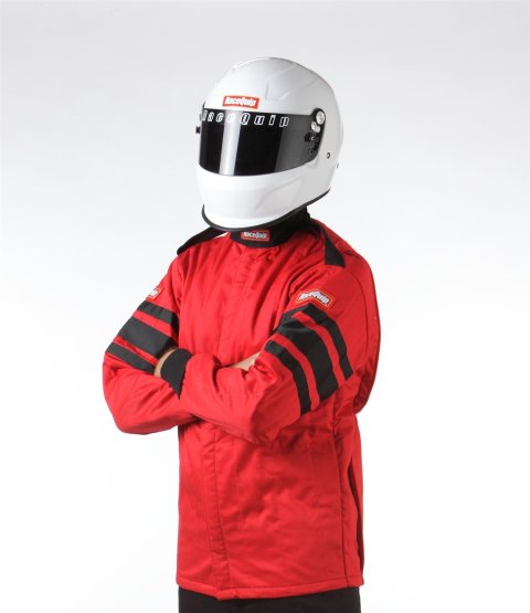 RaceQuip 120 Series Pyrovatex SFI-5 Jackets 121018RQP Jacket, Men's 3X-Large, Multiple Layers, SFI 3.2A/5 Safety Rating, Red with Black Stripe, Each