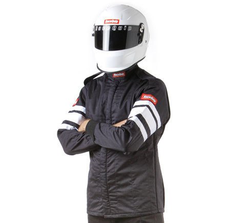 RaceQuip 120 Series Pyrovatex SFI-5 Jackets 121009RQP Driving Jacket, Series, Pyrovatex, Multi-Layer, Black with White Stripe, Men's 4X-Large, Each