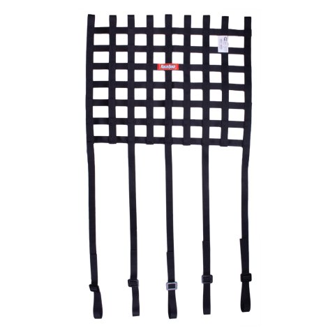 RaceQuip SFI Ribbon Window Nets With Strap Mounts 825003RQP Net, Square, Ribbon, Polypropylene, Black, Straps, 18 in. Width, 18 in. Height, 27.1, Each