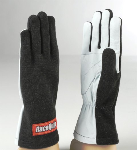 RaceQuip 350 Gloves 350006RQP Driving Gloves, 350, Nomex/Leather, Black/White, Men's X-Large, Pair
