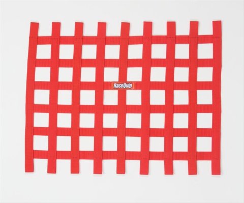 RaceQuip Non-SFI Ribbon Window Nets 721015RQP Net, Non-SFI, Ribbon, Rectangle, Polypropylene, Red, 24 in. Width, 18 in. Height, Each