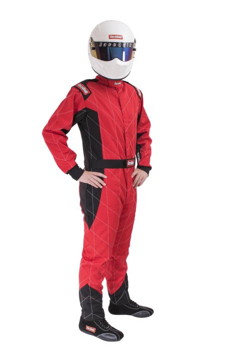 RaceQuip Chevron-1 FRC SFI-1 Suits 130914RQP Suits, One-Piece, Men's Medium Tall, Single Layer, SFI 3.2A/1, Red, Each