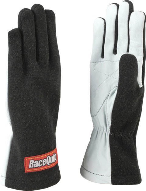 RaceQuip 350 Gloves 350003RQP Driving Gloves, 350, Nomex/Leather, Black/White, Men's Medium, Pair