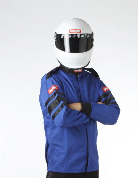RaceQuip 110 Series Pyrovatex SFI-1 Jackets 111025RQP Driving Jacket, Series, Pyrovatex, Single Layer, Blue with Black Stripe, Men's Large, Each